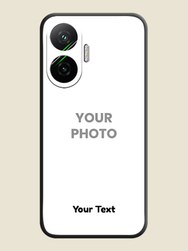 Custom Full Single Pic Upload With Text On Space Black Custom Soft Matte Mobile Back Cover - Poco F7 5G - alternate view