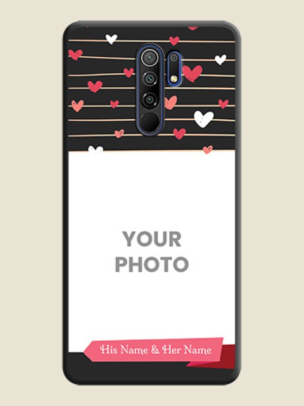 Custom Love Pattern with Name on Pink Ribbon  on Photo on Space Black Soft Matte Back Cover - Poco M2 Reloaded - alternate view