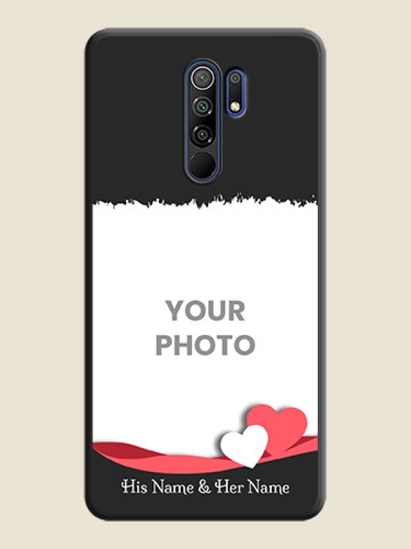 Custom Pin Color Love Shaped Ribbon Design with Text on Space Black Custom Soft Matte Phone Back Cover - Poco M2 Reloaded - alternate view