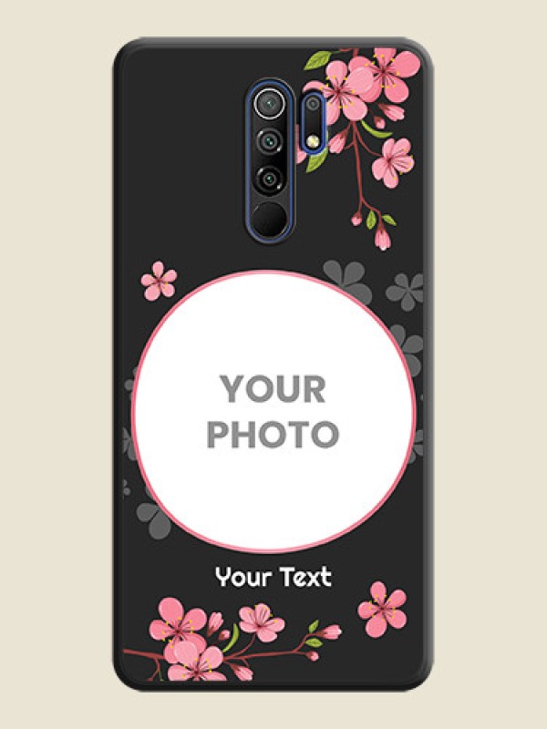 Custom Round Image with Pink Color Floral Design on Photo on Space Black Soft Matte Back Cover - Poco M2 Reloaded - alternate view