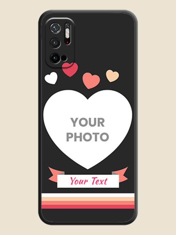 Custom Love Shaped Photo with Colorful Stripes on Personalised Space Black Soft Matte Cases - Poco M3 Pro - alternate view