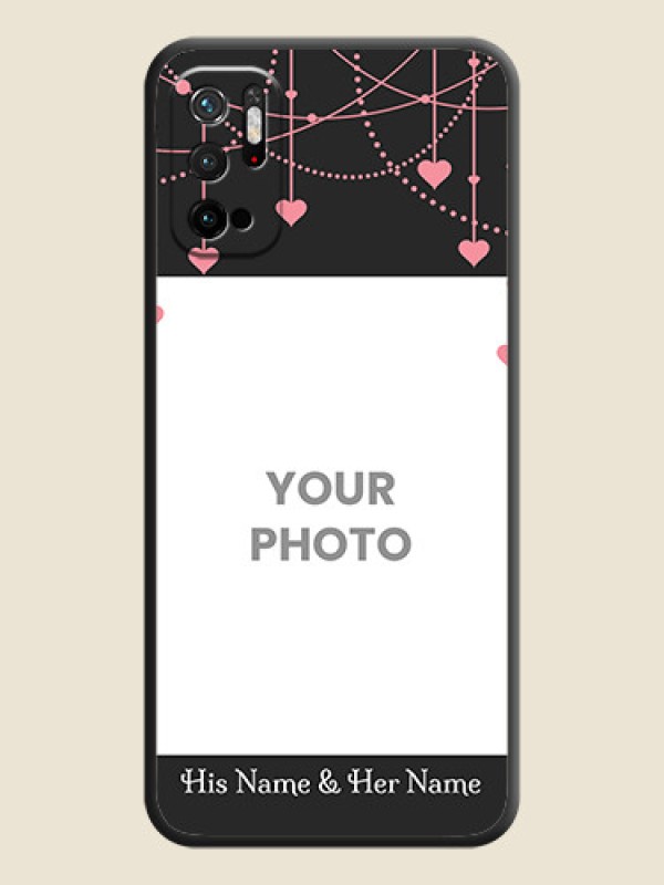 Custom Pink Love Hangings with Text on Space Black Custom Soft Matte Back Cover - Poco M3 Pro - alternate view