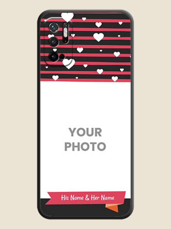 Custom White Color Love Symbols with Pink Lines Pattern on Space Black Custom Soft Matte Phone Cases - Poco M3 Pro - alternate view
