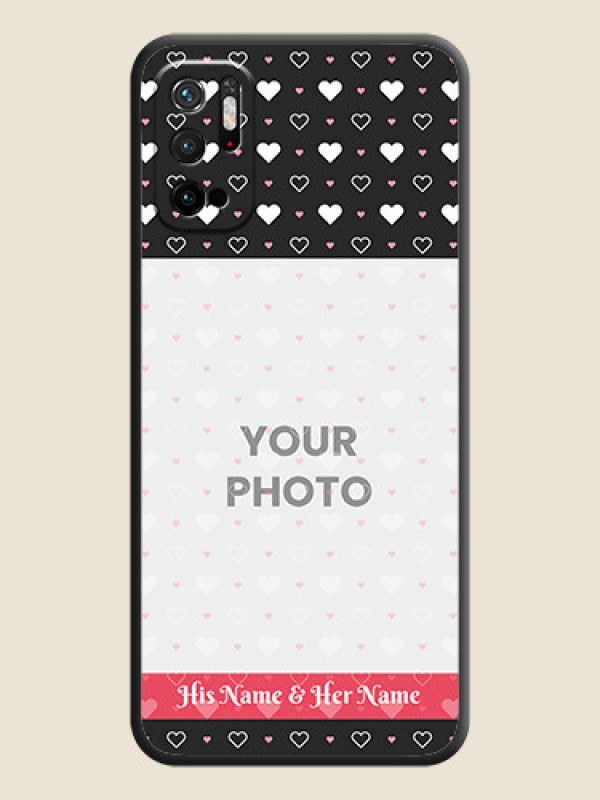 Custom White Color Love Symbols with Text Design on Photo on Space Black Soft Matte Phone Cover - Poco M3 Pro - alternate view