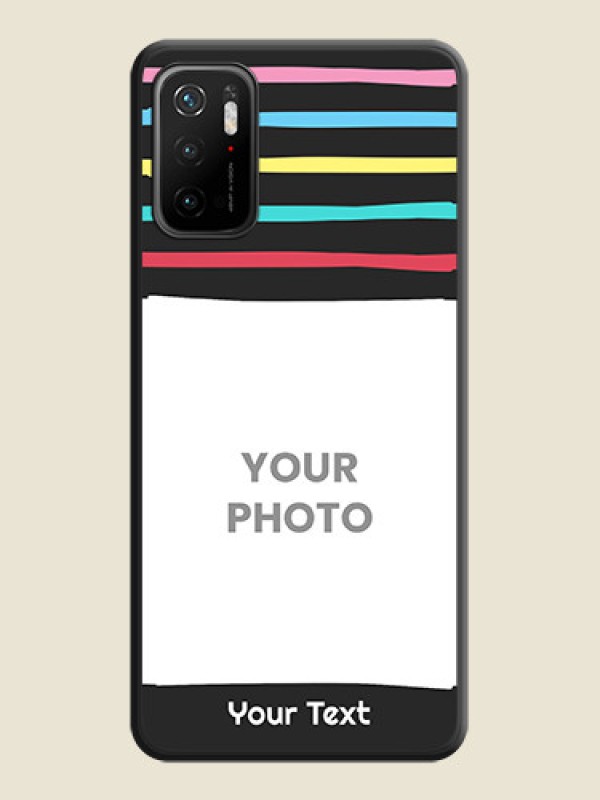 Custom Multicolor Lines with Image on Space Black Personalized Soft Matte Phone Covers - Poco M3 Pro - alternate view