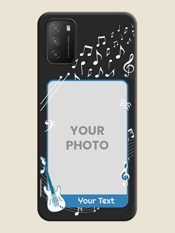 Custom Musical Theme Design with Text on Photo on Space Black Soft Matte Mobile Case - Poco M3 - alternate view