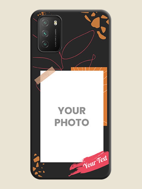 Custom Orange Photo Frame on Space Black Custom Soft Matte Phone Back Cover - Poco M3 - alternate view