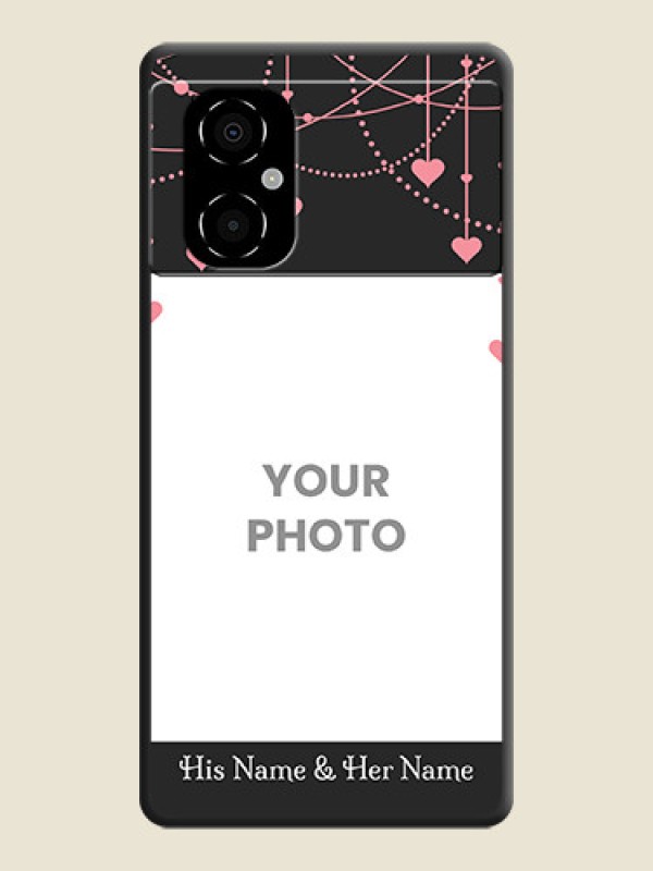 Custom Pink Love Hangings with Text on Space Black Custom Soft Matte Back Cover - Poco M4 5G - alternate view