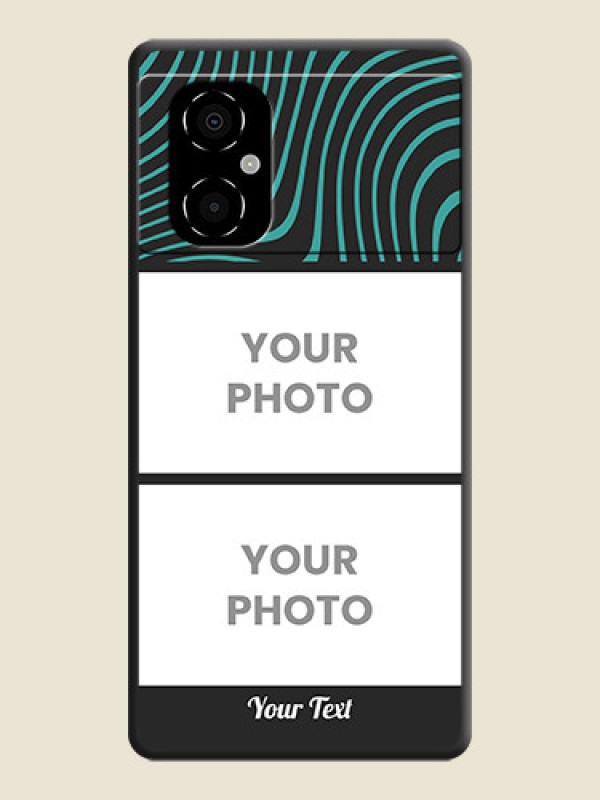 Custom Wave Pattern with 2 Image Holder on Space Black Personalized Soft Matte Phone Covers - Poco M4 5G - alternate view