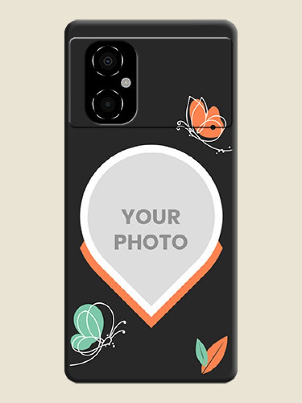 Custom Upload Pic With Simple Butterly Design On Space Black Personalized Soft Matte Phone Covers -Poco M4 5G - alternate view