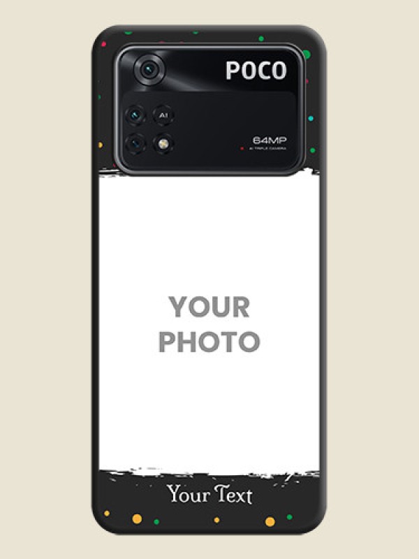 Custom Multicolor Dotted Pattern with Text on Space Black Custom Soft Matte Phone Back Cover - Poco M4 Pro 4G - alternate view