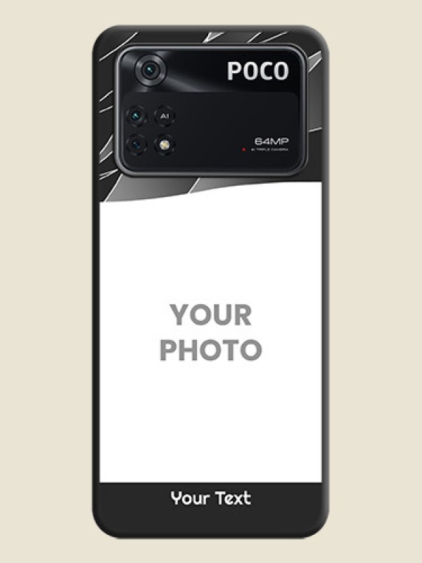 Custom Mixed Wave Lines on Photo on Space Black Soft Matte Mobile Cover - Poco M4 Pro 4G - alternate view
