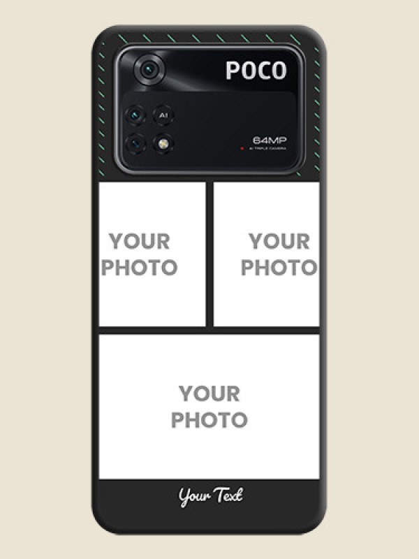 Custom Cross Dotted Pattern with 2 Image Holder  on Personalised Space Black Soft Matte Cases - Poco M4 Pro 4G - alternate view