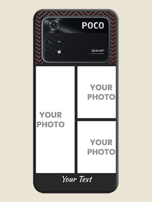Custom Wave Pattern with 3 Image Holder on Space Black Custom Soft Matte Back Cover - Poco M4 Pro 4G - alternate view