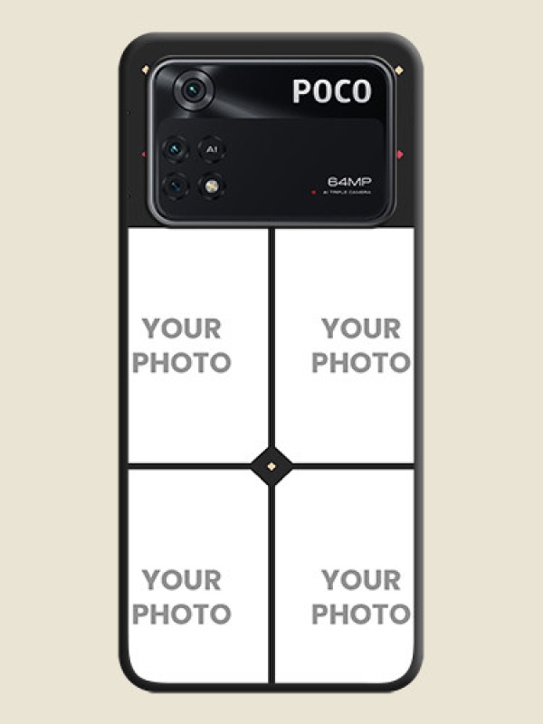 Custom Multicolor Dotted Pattern with 4 Image Holder on Space Black Custom Soft Matte Phone Cases - Poco M4 Pro 4G - alternate view