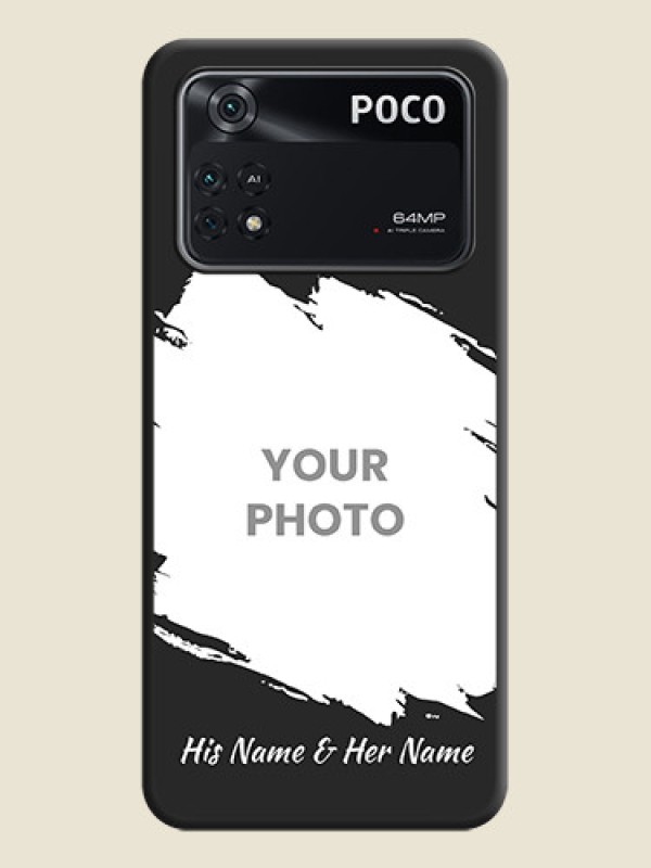 Custom Grunge Brush Strokes on Photo on Space Black Soft Matte Back Cover - Poco M4 Pro 4G - alternate view