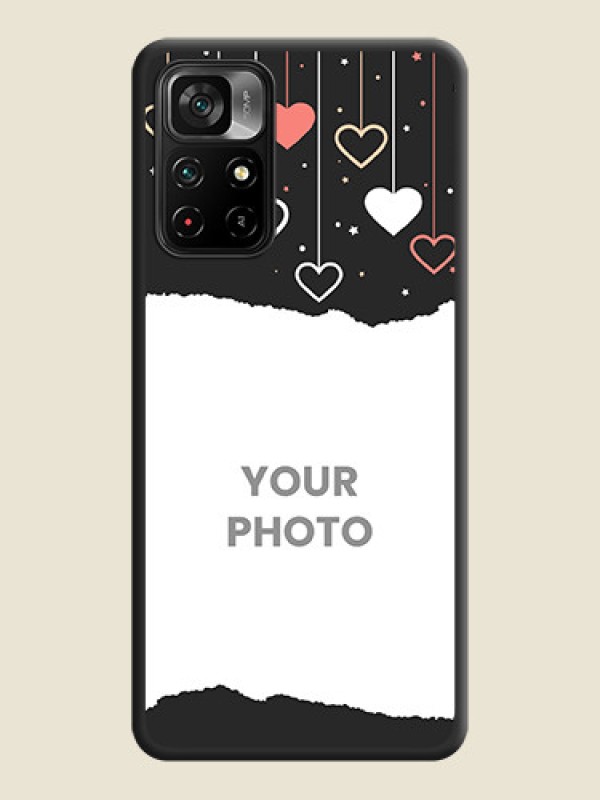Custom Love Hangings with Splash Wave Picture on Space Black Custom Soft Matte Phone Back Cover - Poco M4 Pro 5G - alternate view