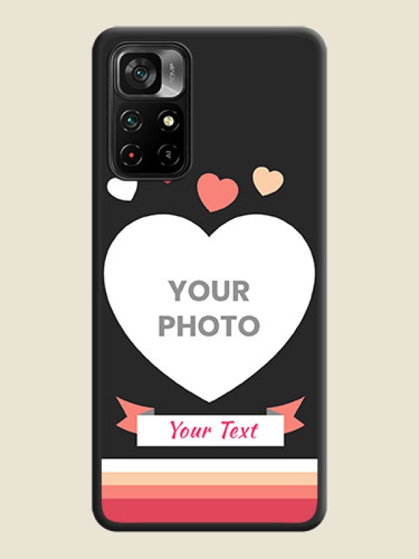 Custom Love Shaped Photo with Colorful Stripes on Personalised Space Black Soft Matte Cases - Poco M4 Pro 5G - alternate view