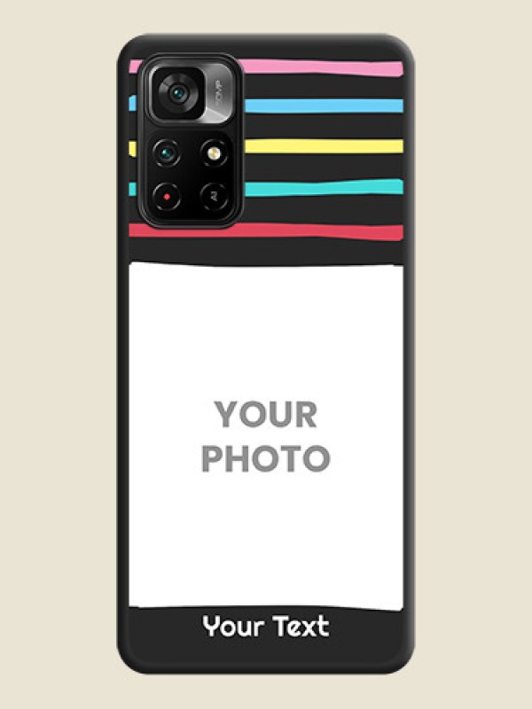 Custom Multicolor Lines with Image on Space Black Personalized Soft Matte Phone Covers - Poco M4 Pro 5G - alternate view