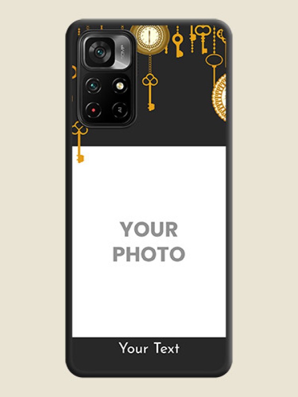 Custom Decorative Design with Text on Space Black Custom Soft Matte Back Cover - Poco M4 Pro 5G - alternate view