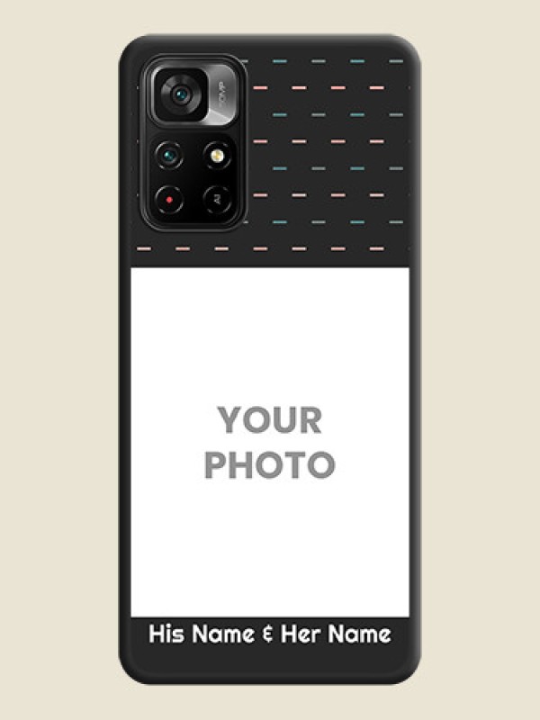Custom Line Pattern Design with Text on Space Black Custom Soft Matte Phone Back Cover - Poco M4 Pro 5G - alternate view