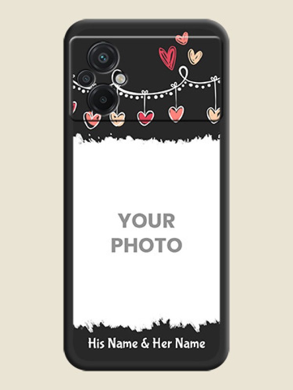 Custom Pink Love Hangings with Name on Space Black Custom Soft Matte Phone Cases - Poco M5 - alternate view