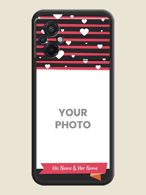 Custom White Color Love Symbols with Pink Lines Pattern on Space Black Custom Soft Matte Phone Cases - Poco M5 - alternate view