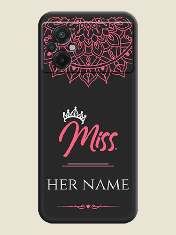 Custom Mrs Name with Floral Design on Space Black Personalized Soft Matte Phone Covers - Poco M5 - alternate view
