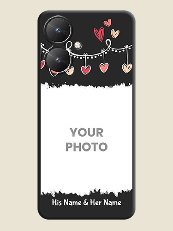 Custom Pink Love Hangings with Name On Space Black Custom Soft Matte Mobile Back Cover - Poco M6 5G - alternate view