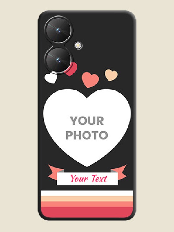 Custom Love Shaped Photo with Colorful Stripes On Space Black Custom Soft Matte Mobile Back Cover - Poco M6 5G - alternate view