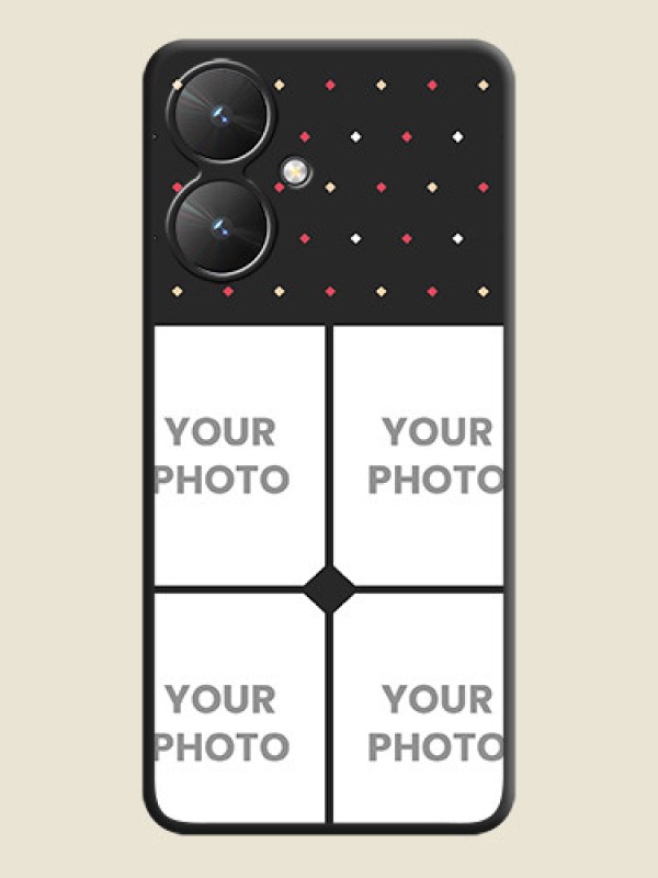 Custom Multicolor Dotted Pattern with 4 Image Holder On Space Black Custom Soft Matte Mobile Back Cover - Poco M6 5G - alternate view