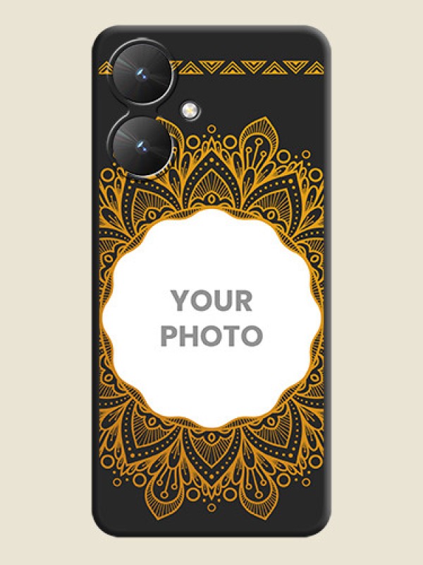 Custom Round Image with Floral Design On Space Black Custom Soft Matte Mobile Back Cover - Poco M6 5G - alternate view