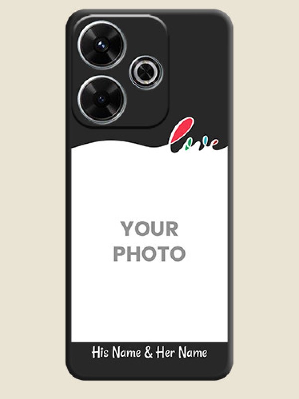Custom Fall in Love Pattern with Picture on Photo On Space Black Custom Soft Matte Mobile Back Cover - Poco M6 Plus 5G - alternate view