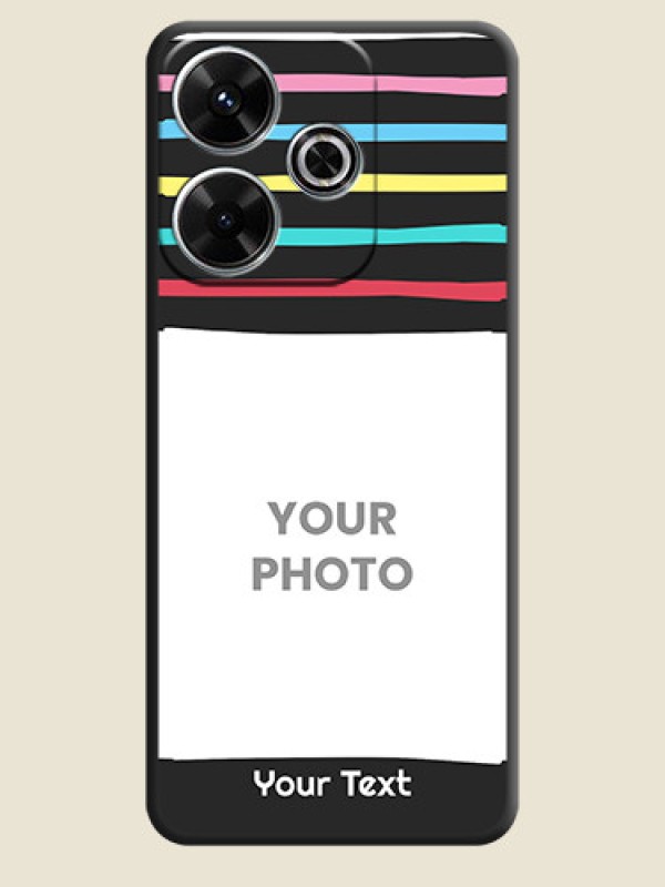 Custom Multicolor Lines with Image On Space Black Custom Soft Matte Mobile Back Cover - Poco M6 Plus 5G - alternate view