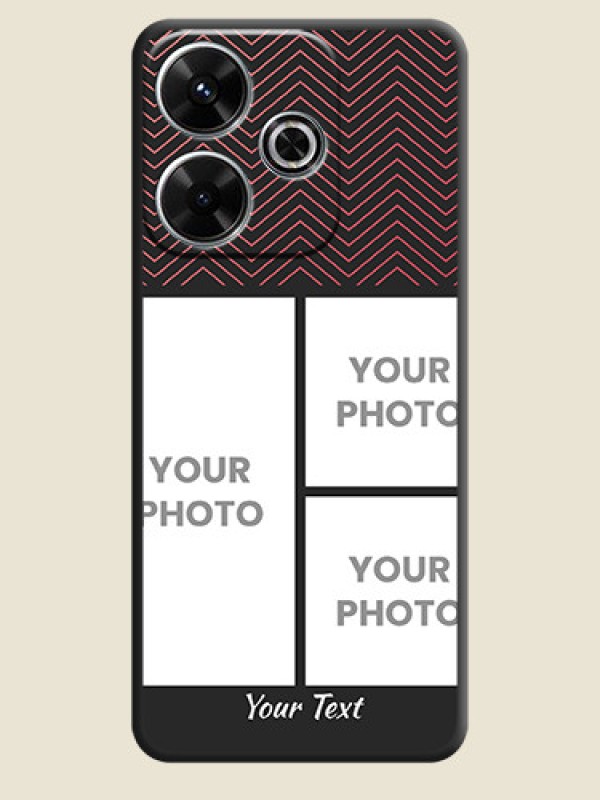 Custom Wave Pattern with 3 Image Holder On Space Black Custom Soft Matte Mobile Back Cover - Poco M6 Plus 5G - alternate view