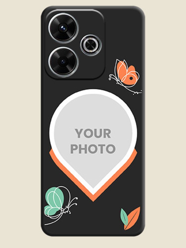 Custom Upload Pic With Simple Butterly Design On Space Black Custom Soft Matte Mobile Back Cover - Poco M6 Plus 5G - alternate view