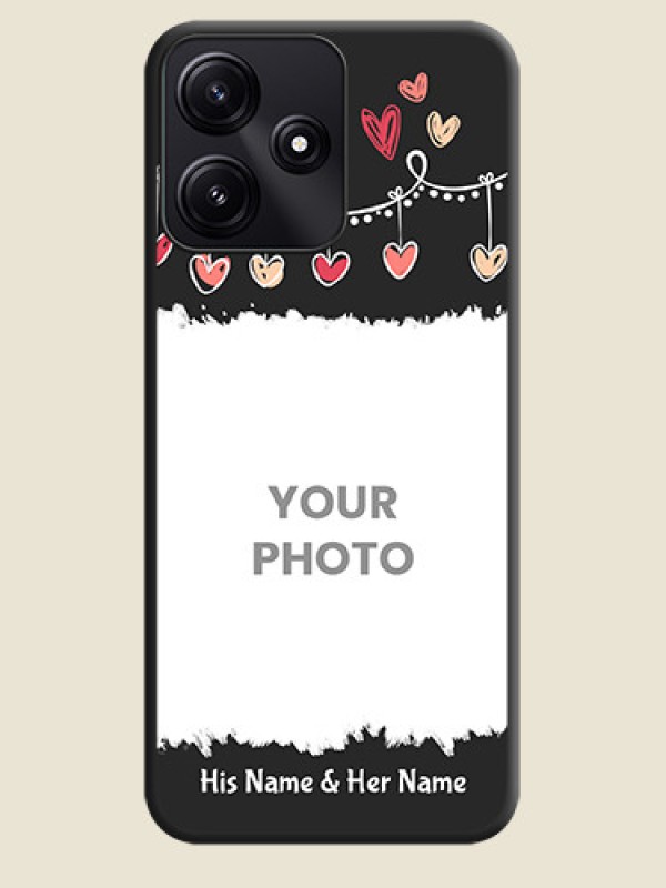 Custom Pink Love Hangings with Name on Space Black Custom Soft Matte Phone Cases - Poco M6 Pro 5G - alternate view