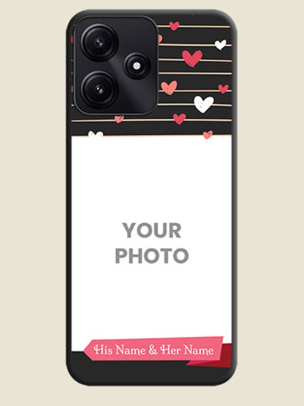 Custom Love Pattern with Name on Pink Ribbon - Photo on Space Black Soft Matte Back Cover - Poco M6 Pro 5G - alternate view
