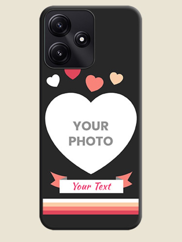 Custom Love Shaped Photo with Colorful Stripes on Personalised Space Black Soft Matte Cases - Poco M6 Pro 5G - alternate view