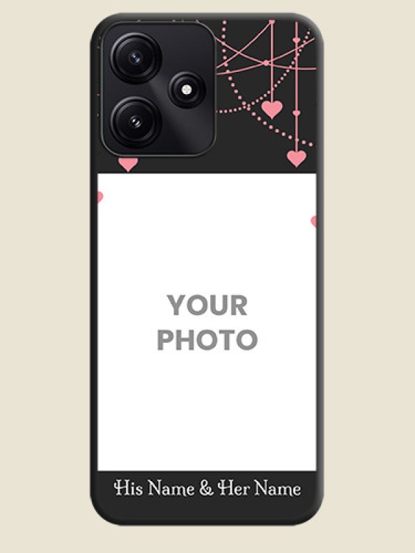 Custom Pink Love Hangings with Text on Space Black Custom Soft Matte Back Cover - Poco M6 Pro 5G - alternate view