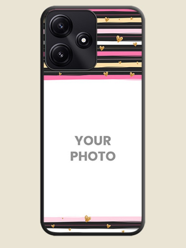 Custom Multicolor Lines and Golden Love Symbols Design - Photo on Space Black Soft Matte Mobile Cover - Poco M6 Pro 5G - alternate view