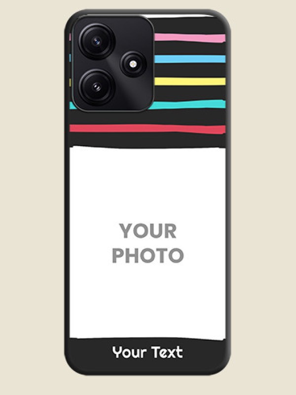 Custom Multicolor Lines with Image on Space Black Personalized Soft Matte Phone Covers - Poco M6 Pro 5G - alternate view