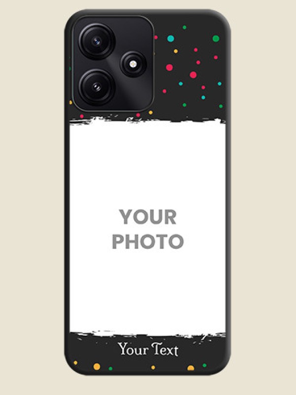 Custom Multicolor Dotted Pattern with Text on Space Black Custom Soft Matte Phone Back Cover - Poco M6 Pro 5G - alternate view
