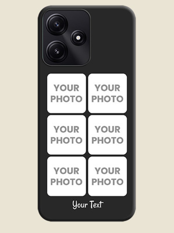 Custom Floral Art with 6 Image Holder - Photo on Space Black Soft Matte Mobile Case - Poco M6 Pro 5G - alternate view