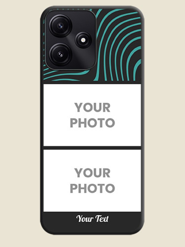 Custom Wave Pattern with 2 Image Holder on Space Black Personalized Soft Matte Phone Covers - Poco M6 Pro 5G - alternate view