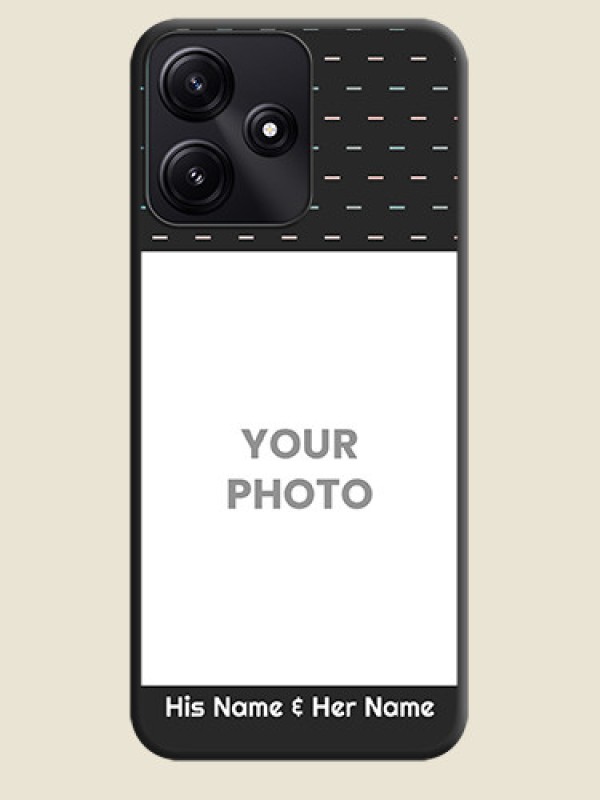Custom Line Pattern Design with Text on Space Black Custom Soft Matte Phone Back Cover - Poco M6 Pro 5G - alternate view