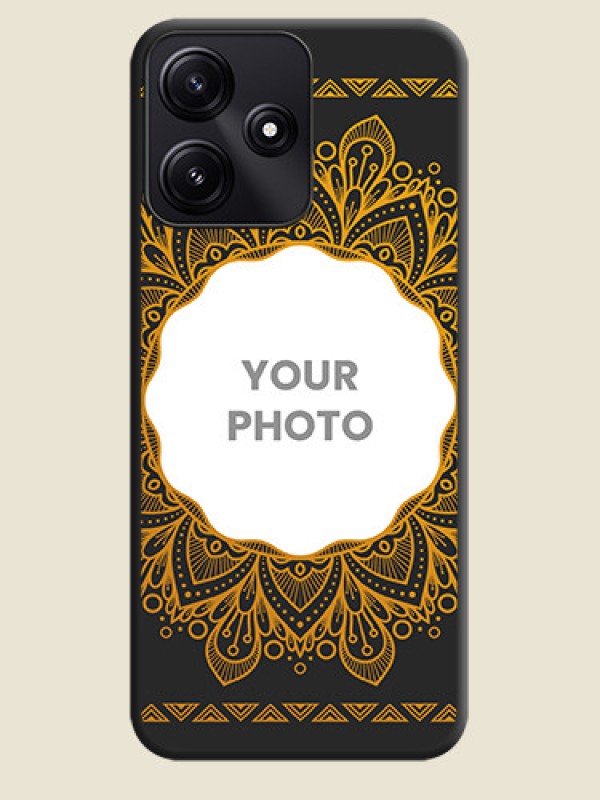 Custom Round Image with Floral Design - Photo on Space Black Soft Matte Mobile Cover - Poco M6 Pro 5G - alternate view