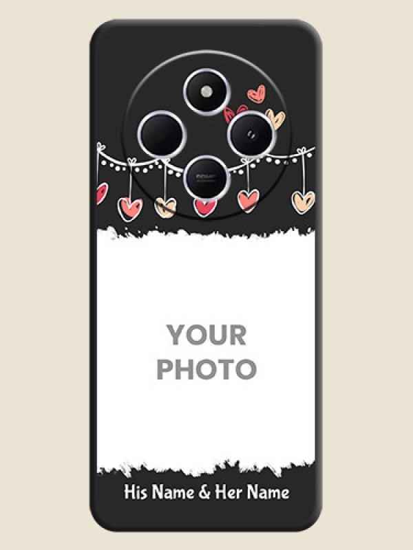 Custom Pink Love Hangings with Name On Space Black Custom Soft Matte Mobile Back Cover - Poco M7 5G - alternate view