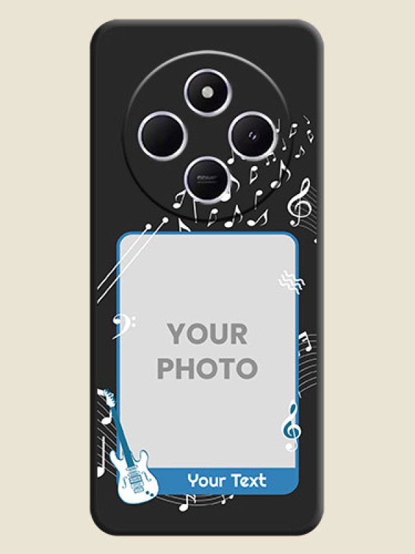 Custom Musical Theme Design with Text on Photo On Space Black Custom Soft Matte Mobile Back Cover - Poco M7 5G - alternate view