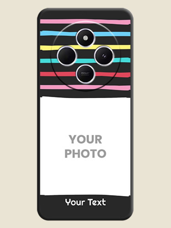 Custom Multicolor Lines with Image On Space Black Custom Soft Matte Mobile Back Cover - Poco M7 5G - alternate view